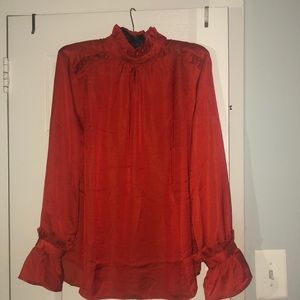 NWT Ann Taylor Rust Ruffle Accent Blouse